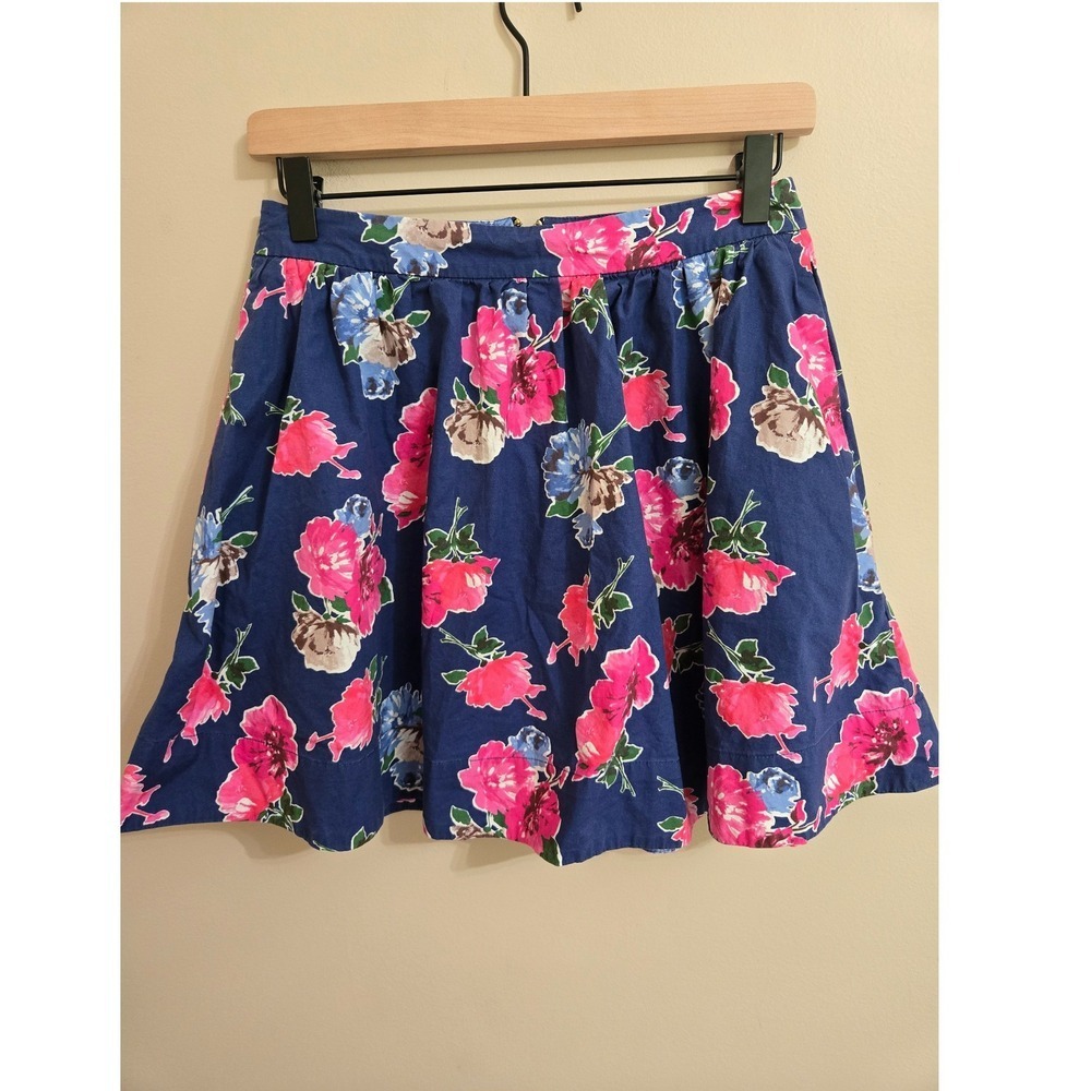 Kate Spade‎ Girls Coreen Skirt Size 14 Navy Pink Floral Bow Zip EUC